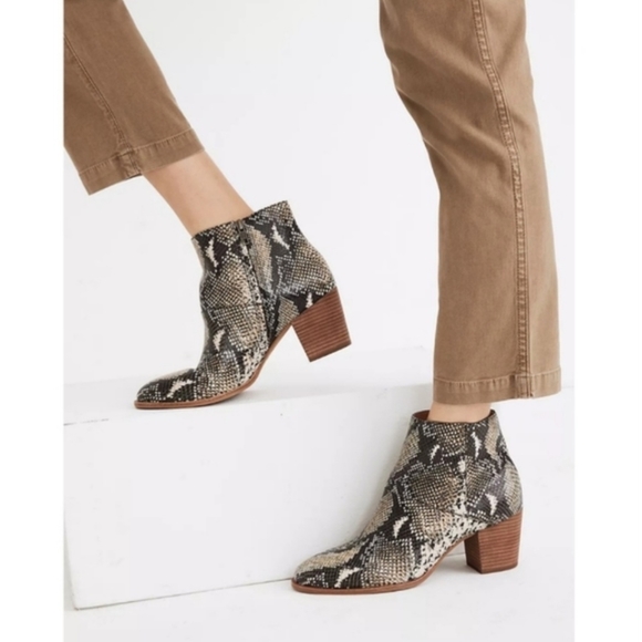 Madewell Shoes - Madewell The Rose Ankle Boot in Snake Embossed Leather NEW